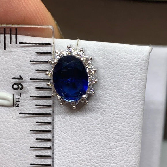 Sterling Silver CZ Stud Earrings - Picture 2 of 7